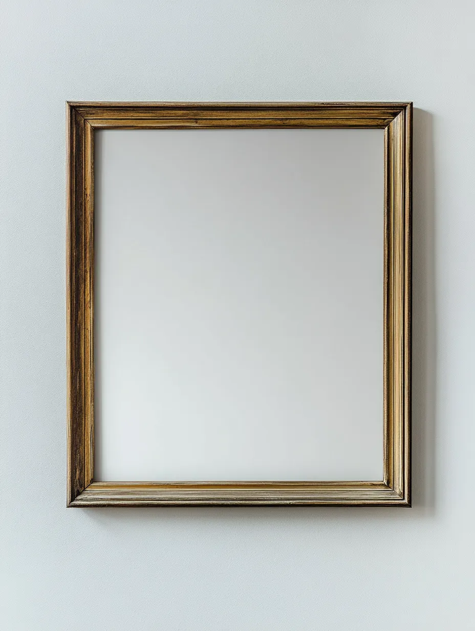 Leerer Goldrahmen an einer hellen Wand